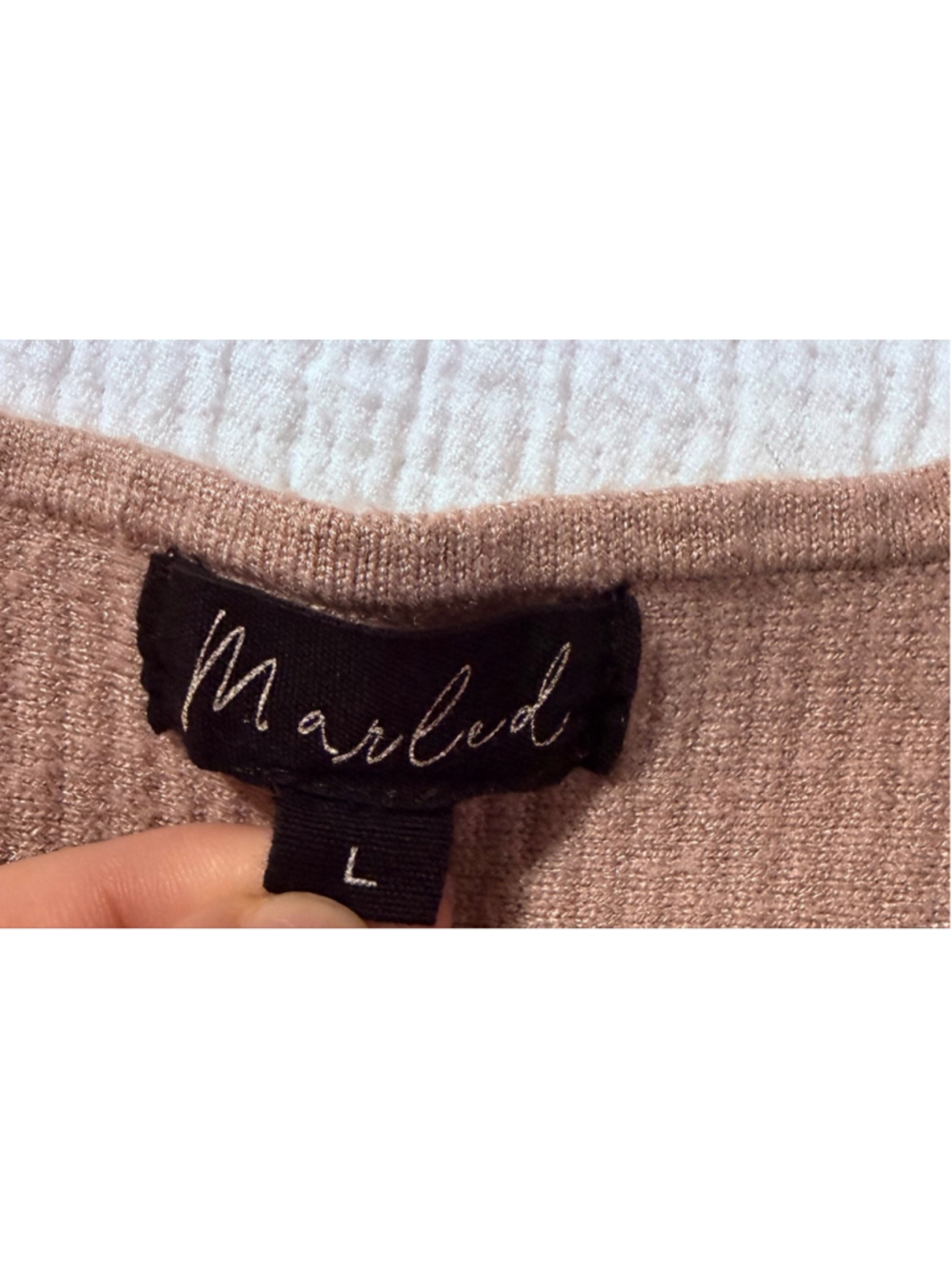 Marled Taupe Ribbed High Neck Sleeveless Knit Tank Top Large - Picture 3 of 7